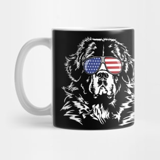 Proud Newfoundland American Flag sunglasses dog Mug